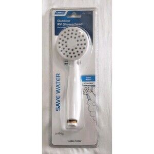 Camco 44023 High Flow Outdoor RV Shower Head White with On / Off Valve